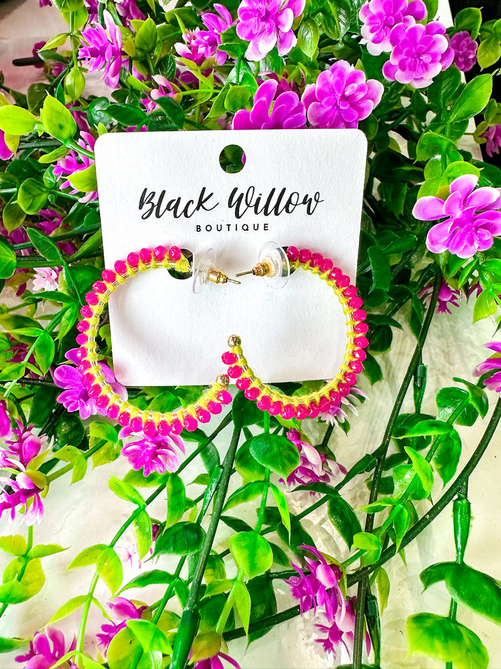 Lilian Crystal Threaded Bead Hoop