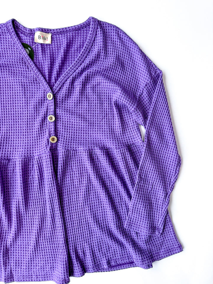 Waffle Knit Babydoll Top