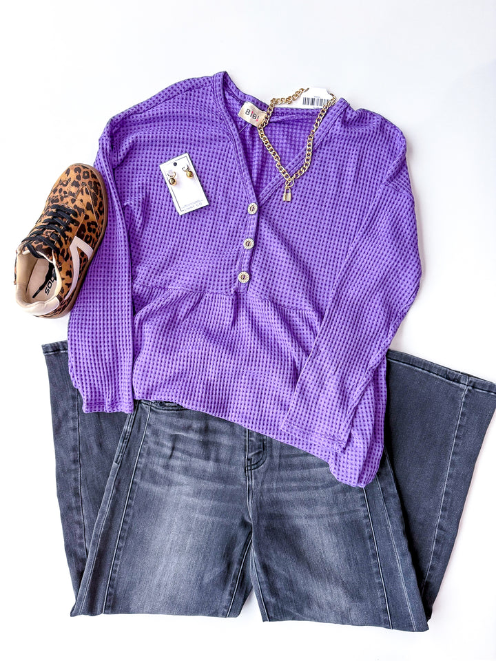 Waffle Knit Babydoll Top