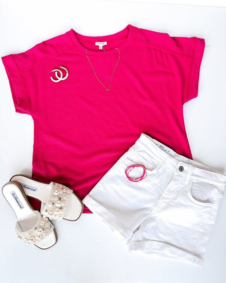 Callie Ribbed Cap Sleeve Top
