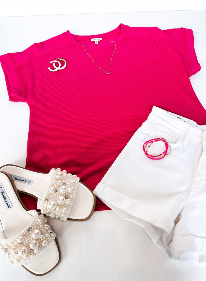 Callie Ribbed Cap Sleeve Top