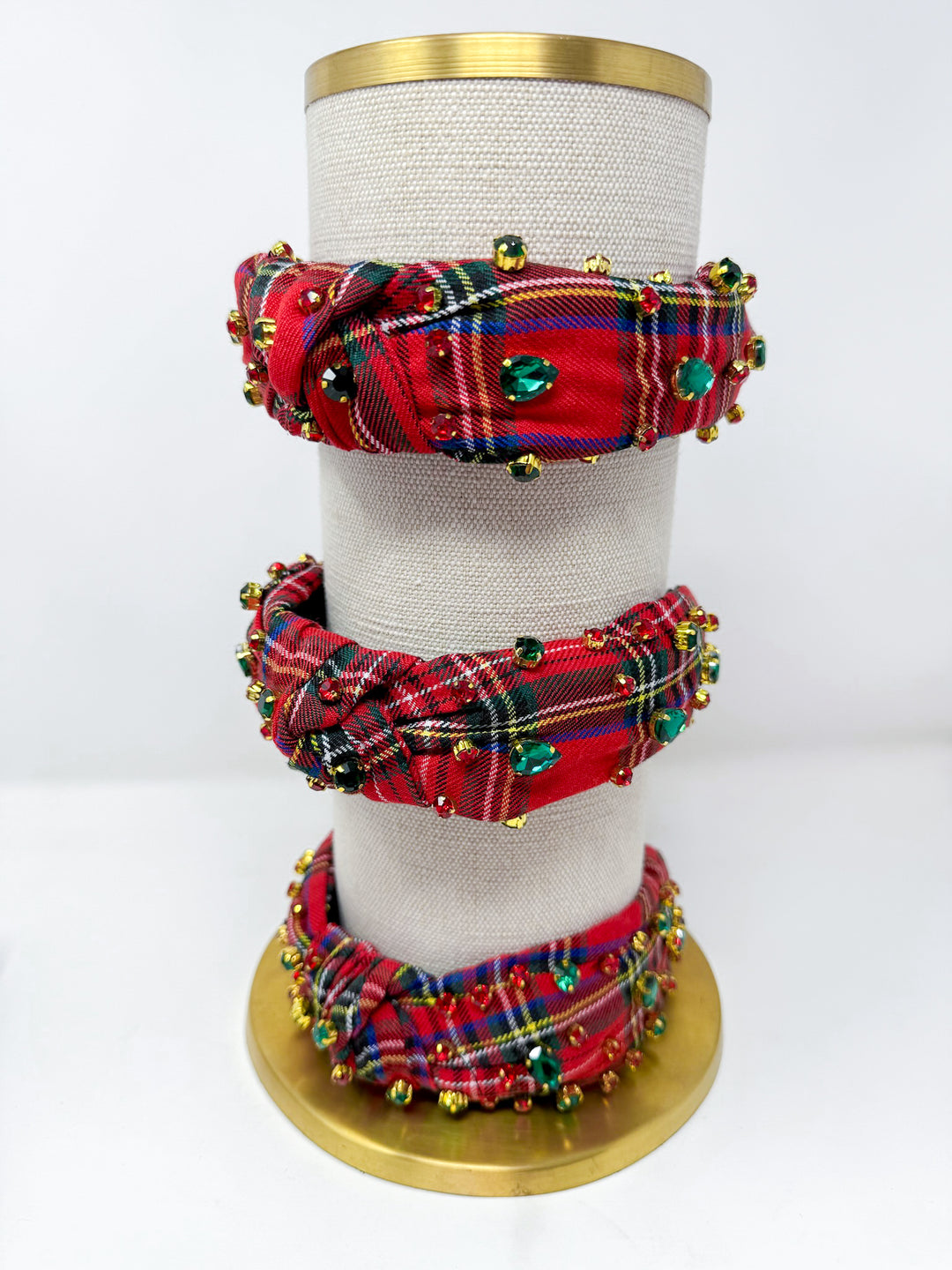 Christmas Plaid Headband with Rhinestone