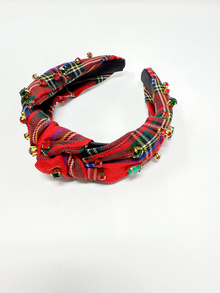 Christmas Plaid Headband with Rhinestone