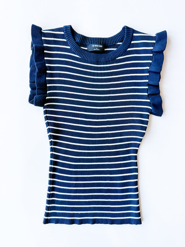 Harbor Stripe Ruffle Top