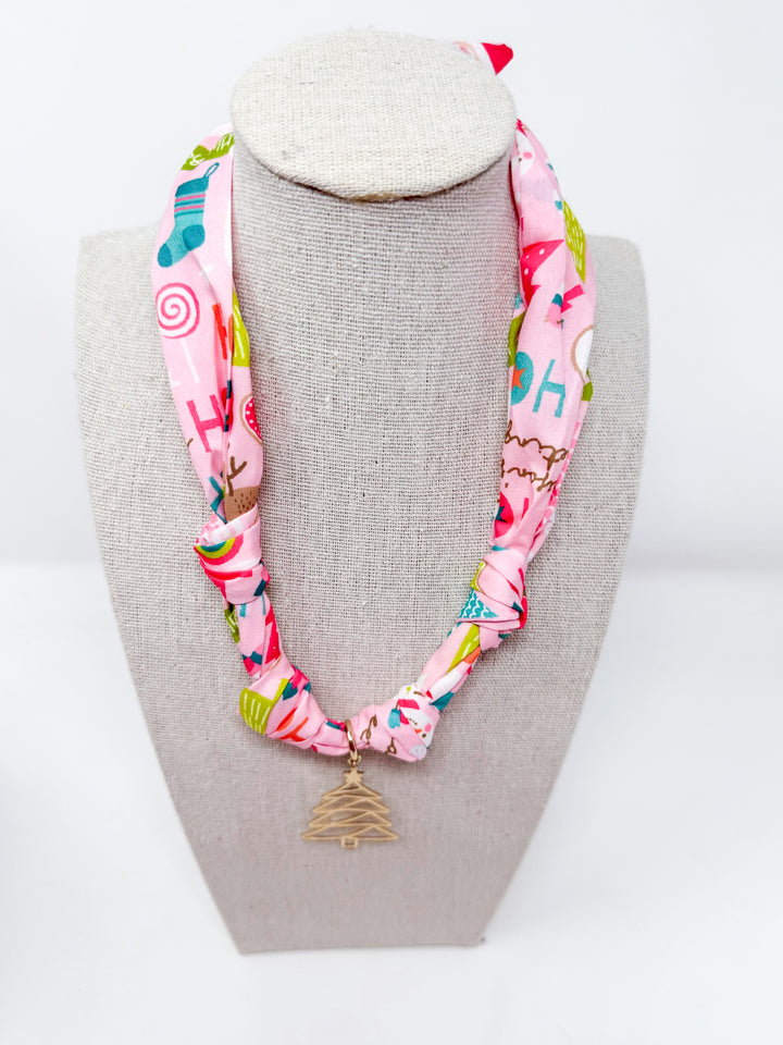 Christmas Silk Knotted Scarf Necklace