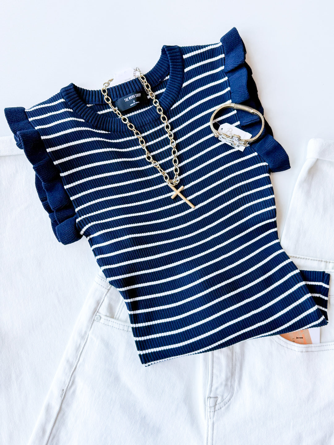 Harbor Stripe Ruffle Top