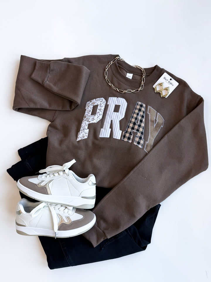 Patchwork Pray Faith Based Pullover