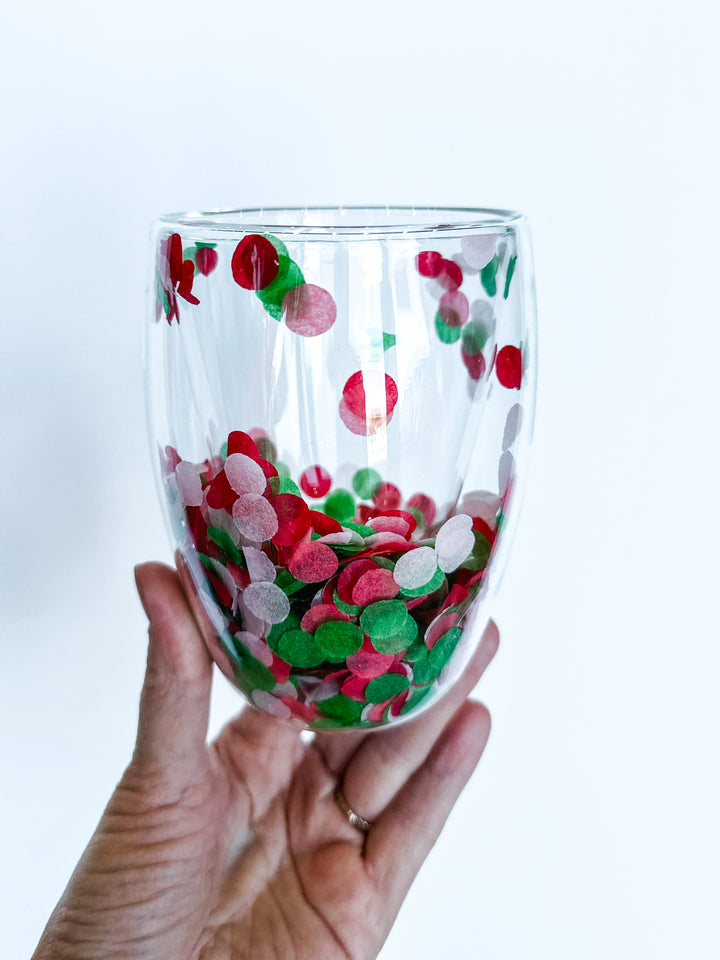Holiday Confetti Wine Glass