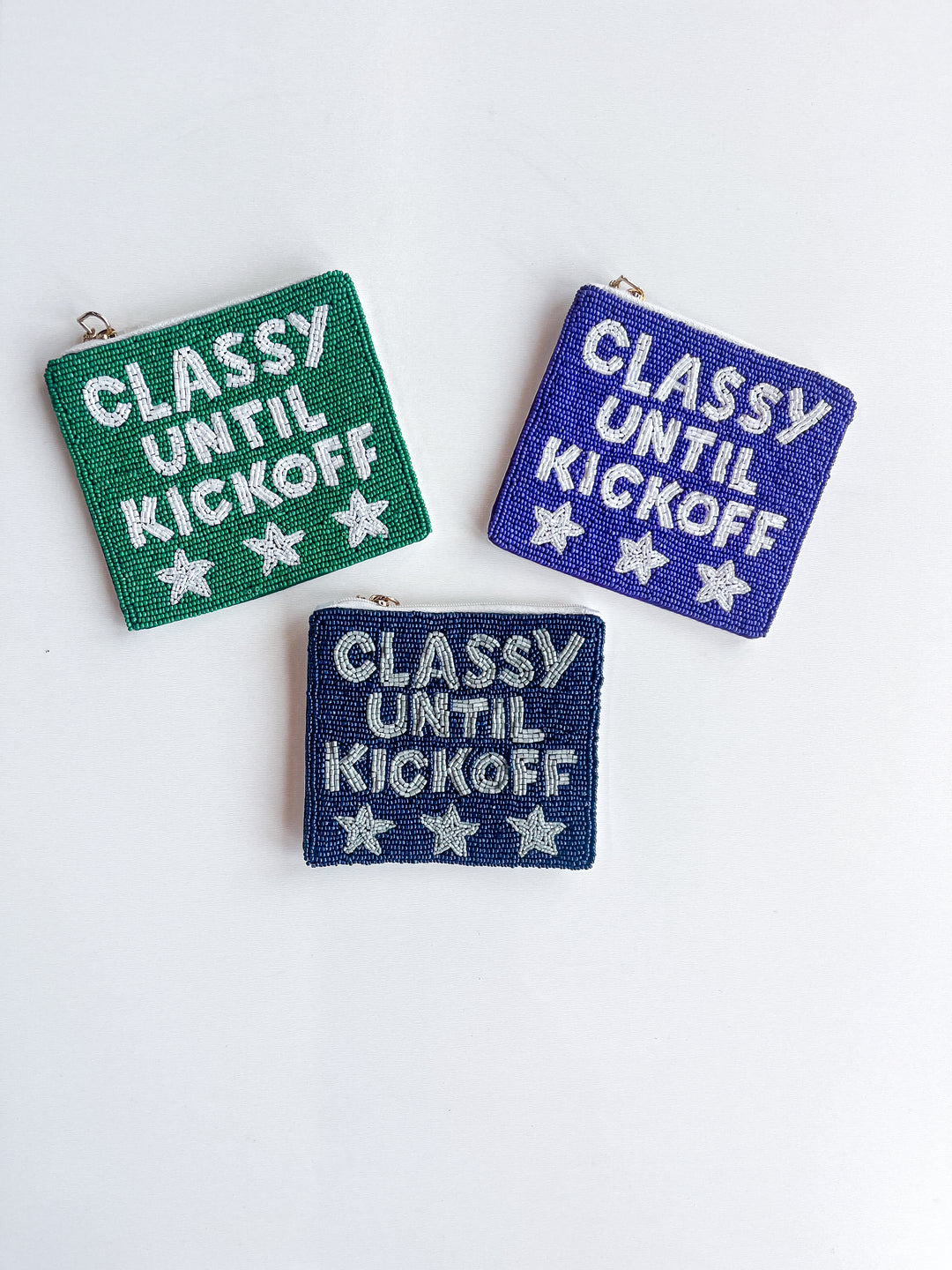Classy Until Kickoff Beaded Coin Purse