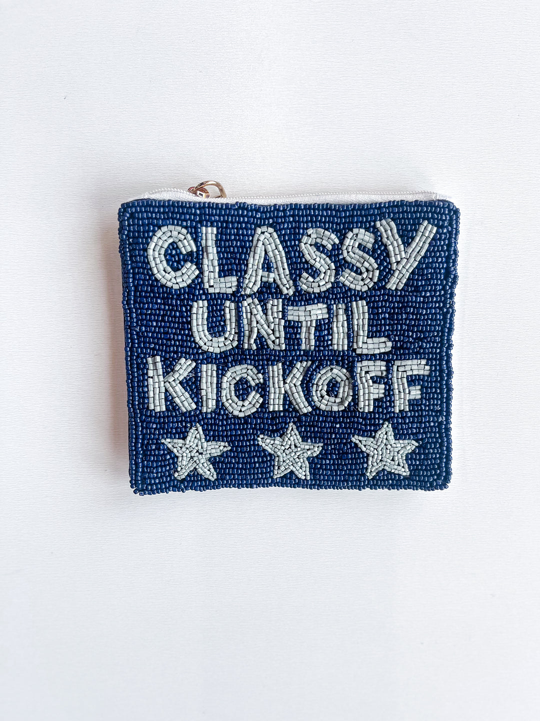 Classy Until Kickoff Beaded Coin Purse