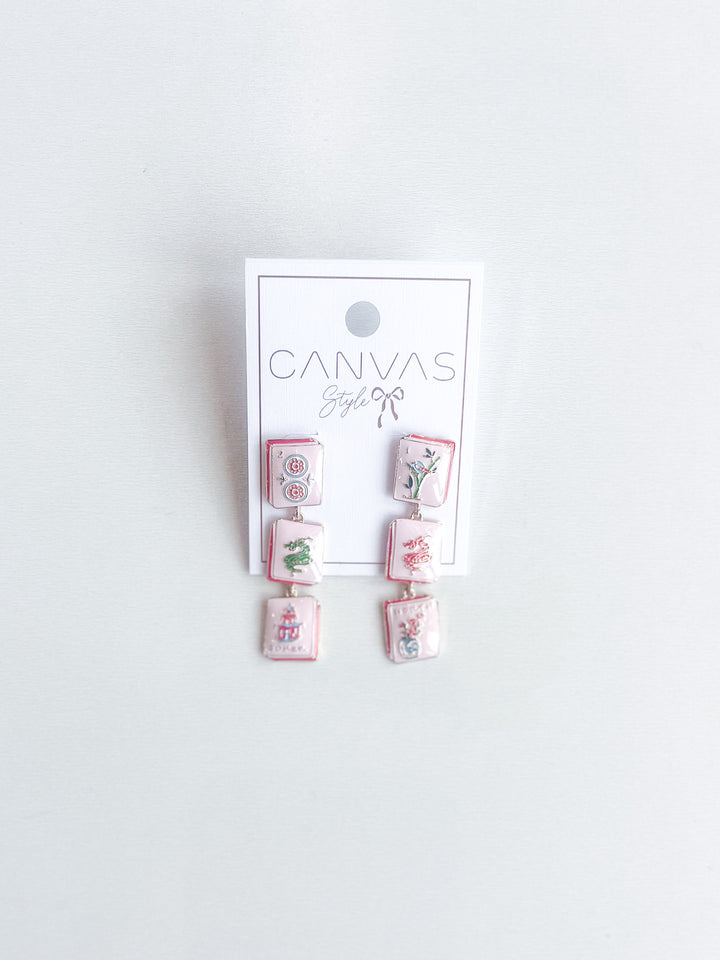 Linked Mahjong Tile Earring