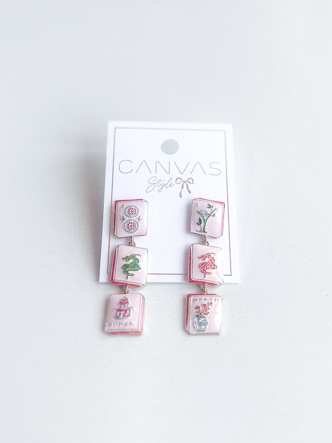 Linked Mahjong Tile Earring