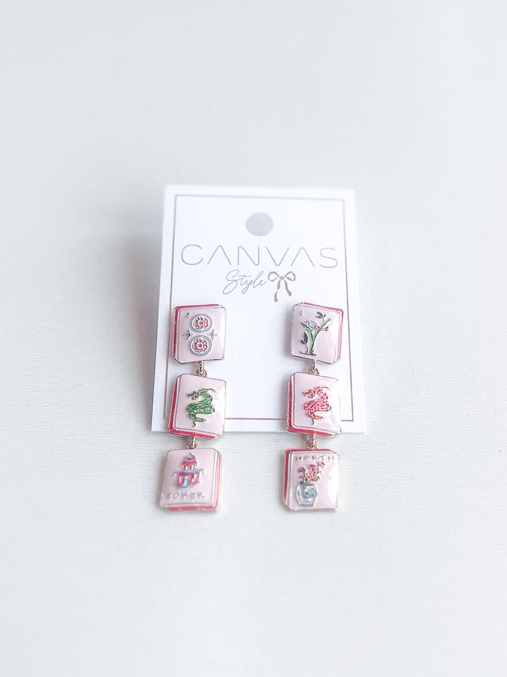 Linked Mahjong Tile Earring
