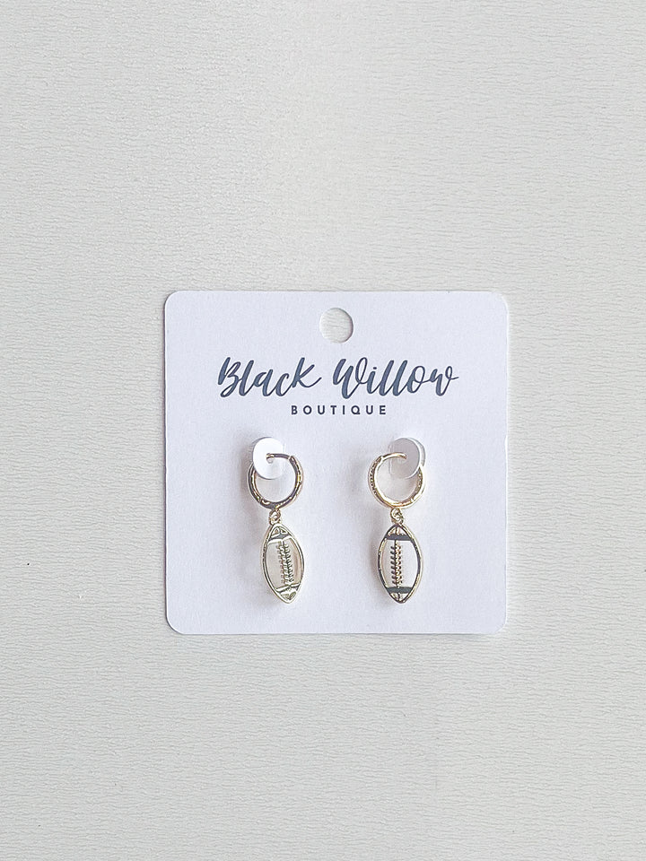 Baseball Drop Hoop Earring