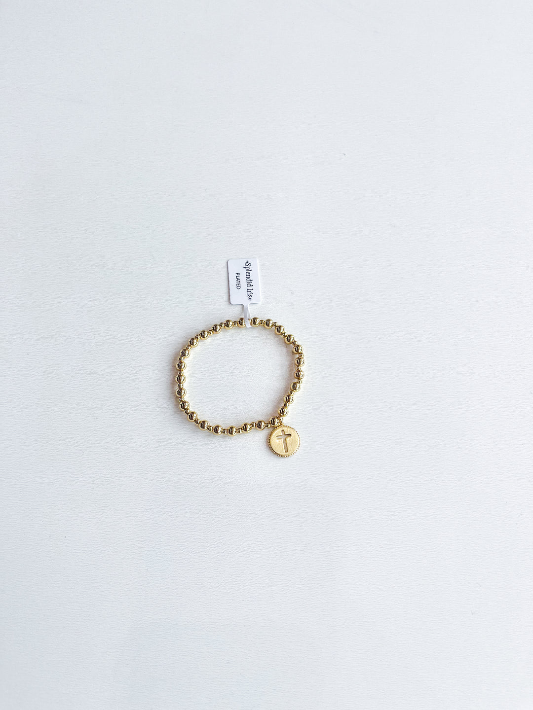 Gold Plated Cross Cutout Stretch Bracelet