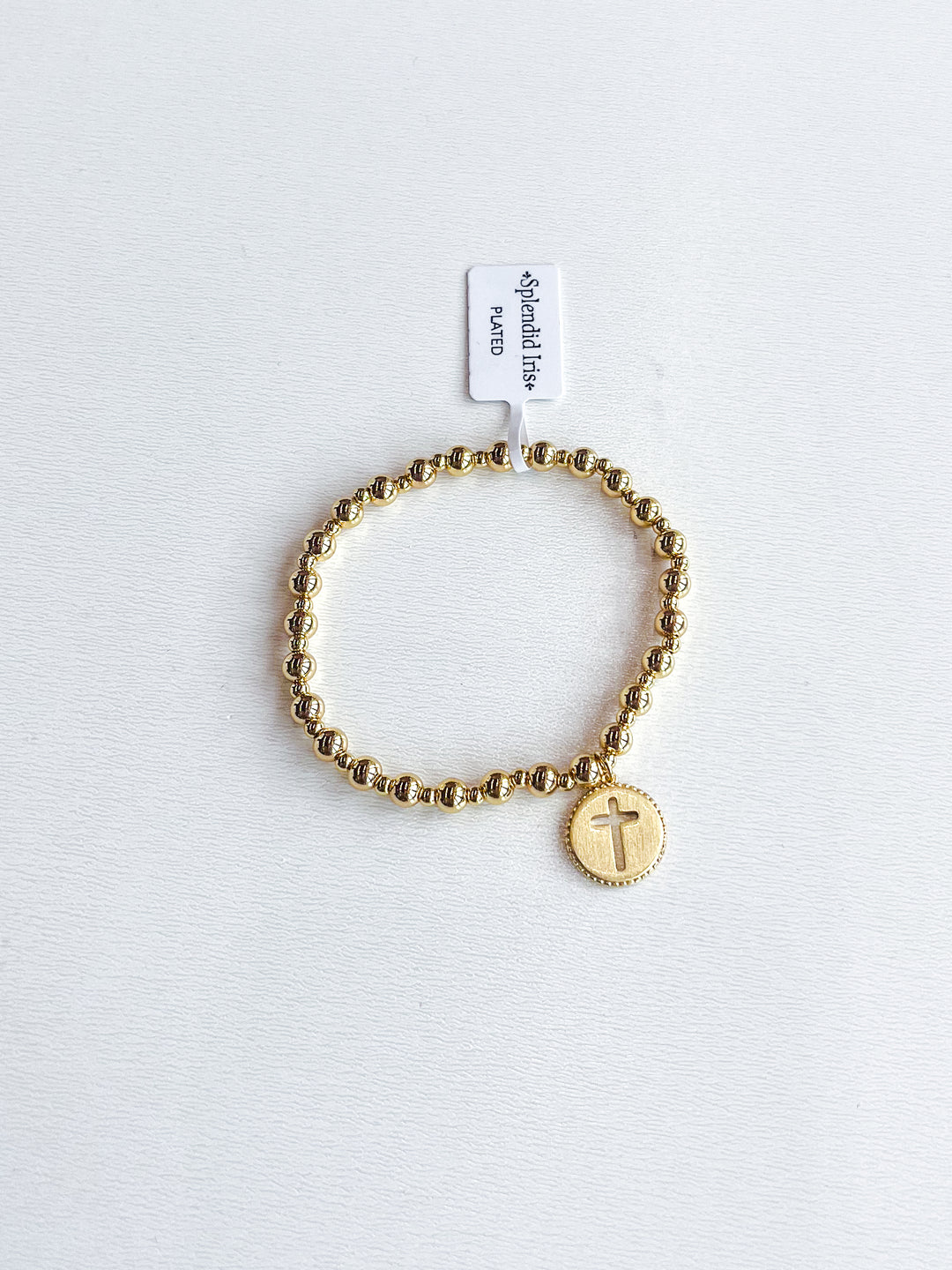 Gold Plated Cross Cutout Stretch Bracelet