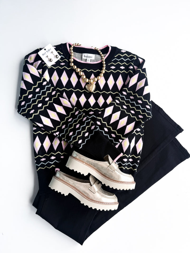 Gone Geo Round Neck Sweater