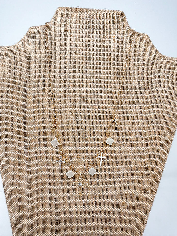 Cross & Pearl Charm Necklace