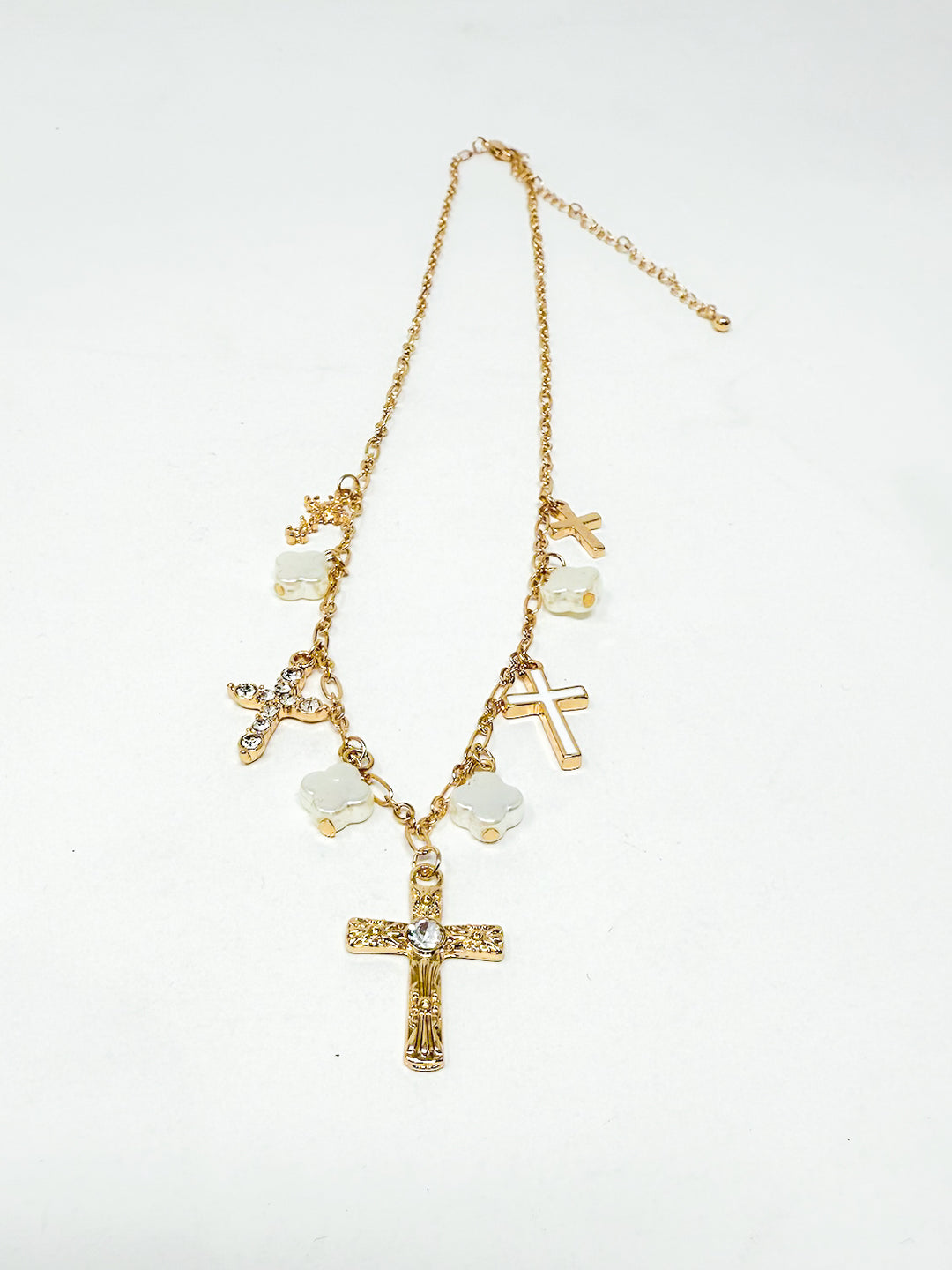 Cross & Pearl Charm Necklace