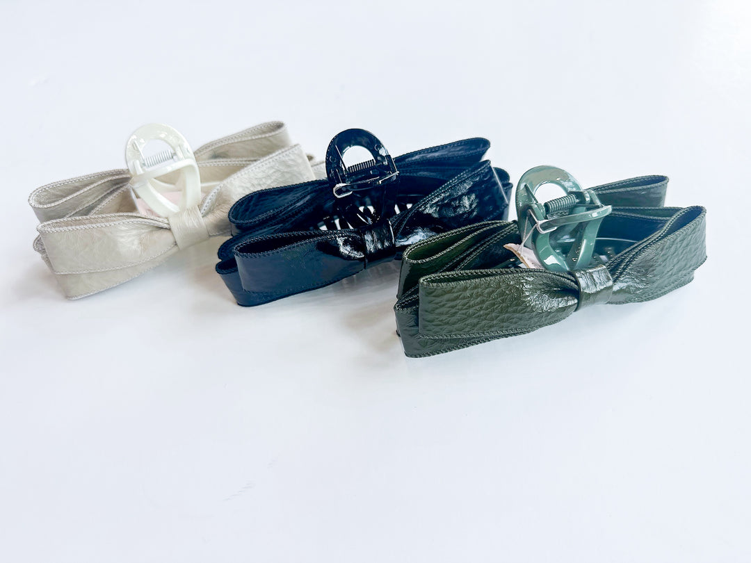 Paige Leather Bow Claw Clip