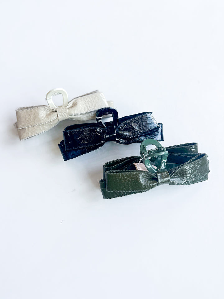 Paige Leather Bow Claw Clip