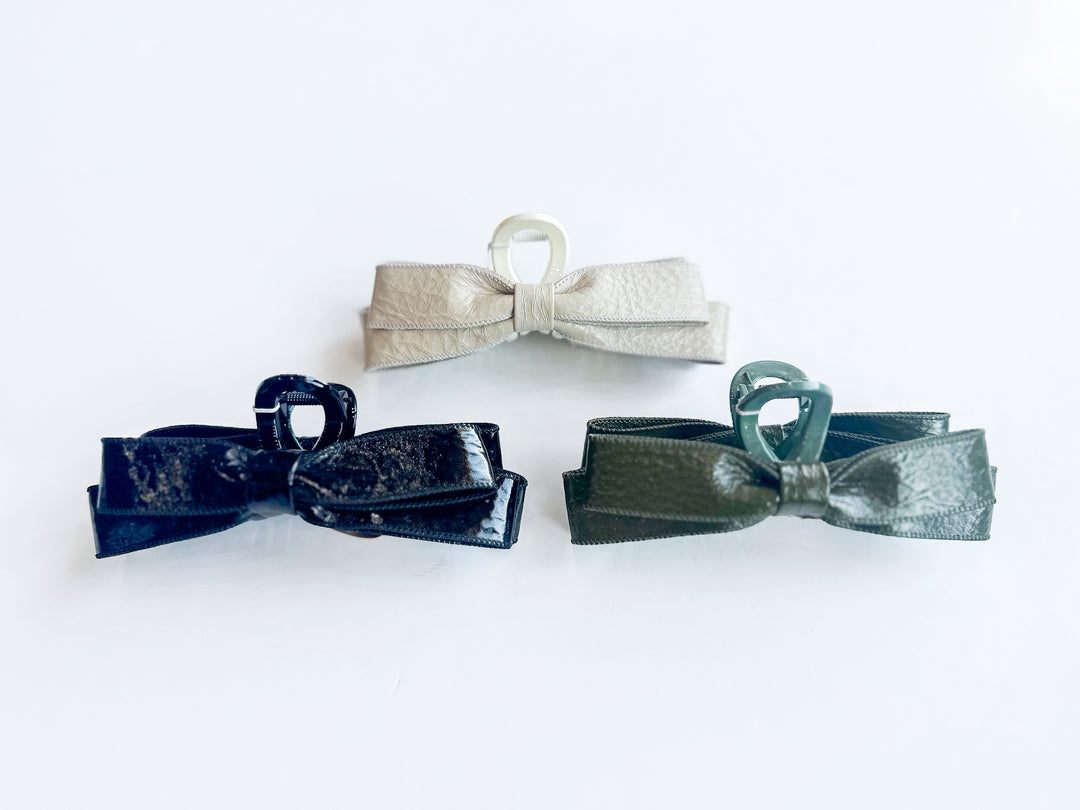 Paige Leather Bow Claw Clip