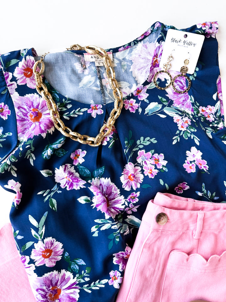 Flirting with Floral Flutter Blouse