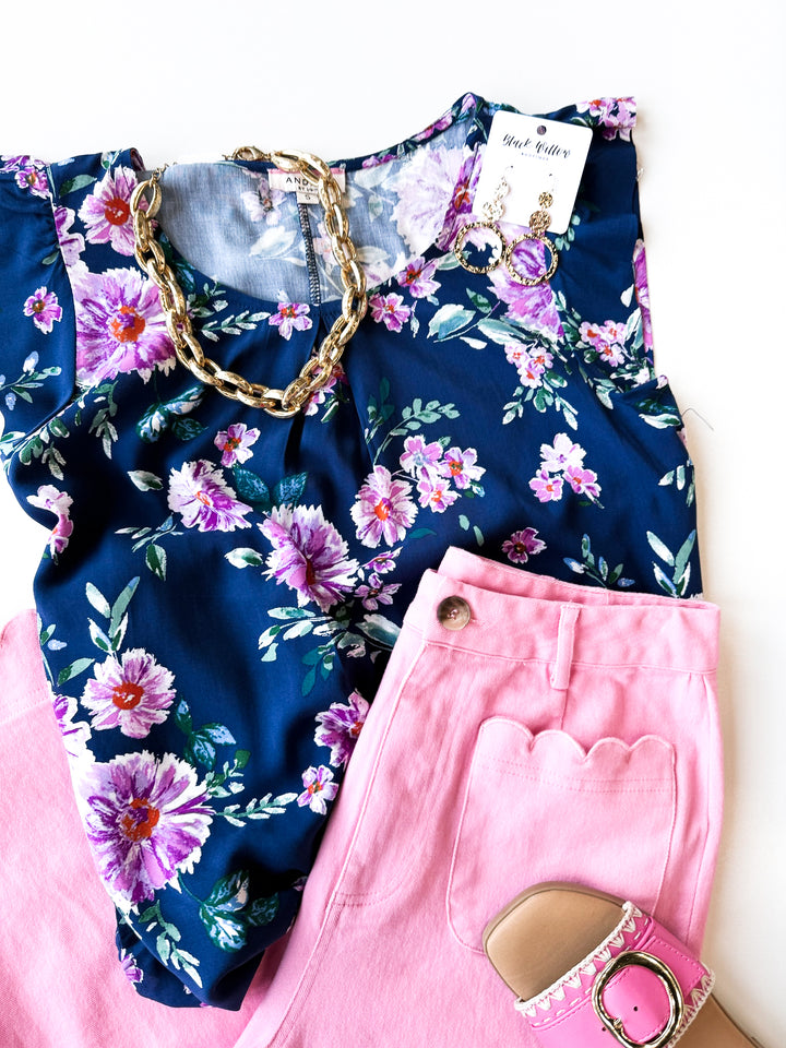 Flirting with Floral Flutter Blouse