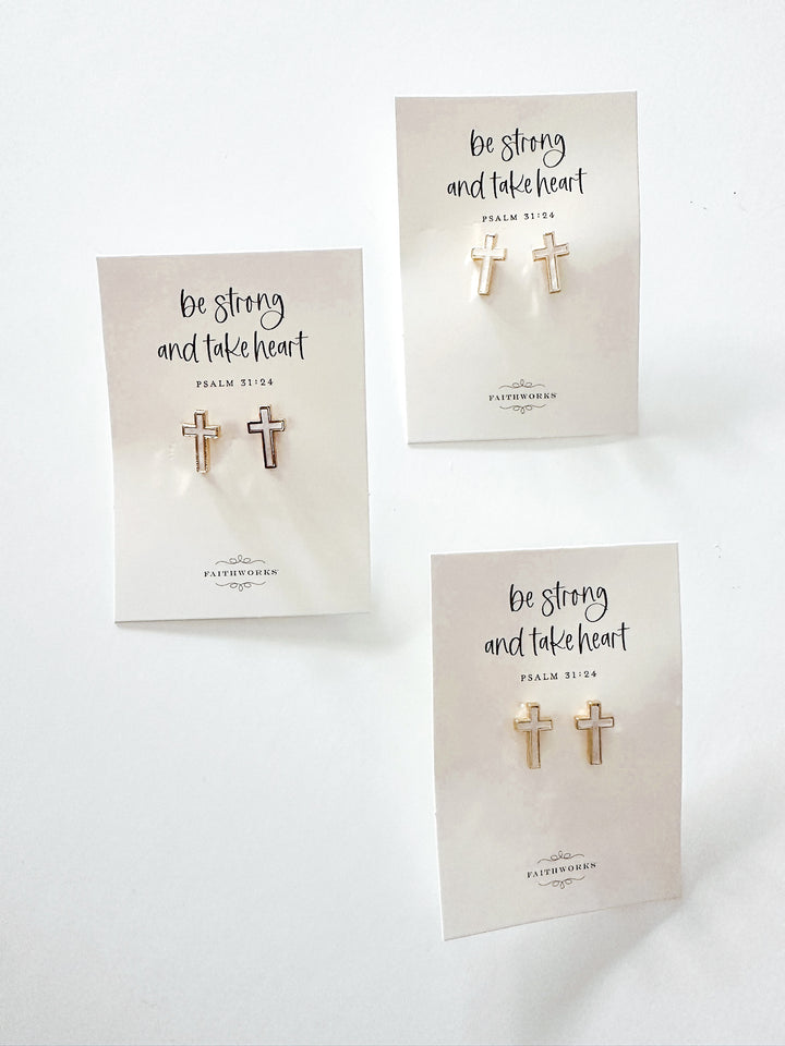 Mother of Pearl Cross Studs