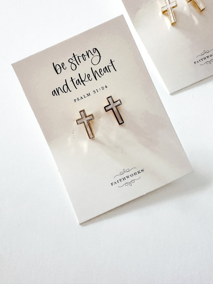 Mother of Pearl Cross Studs