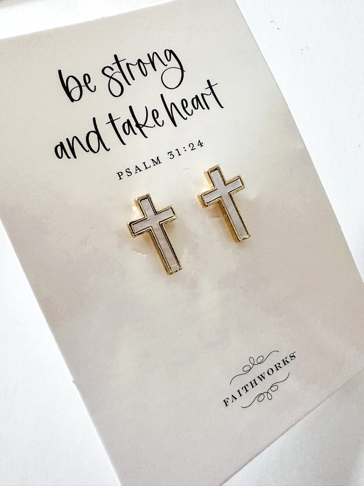 Mother of Pearl Cross Studs