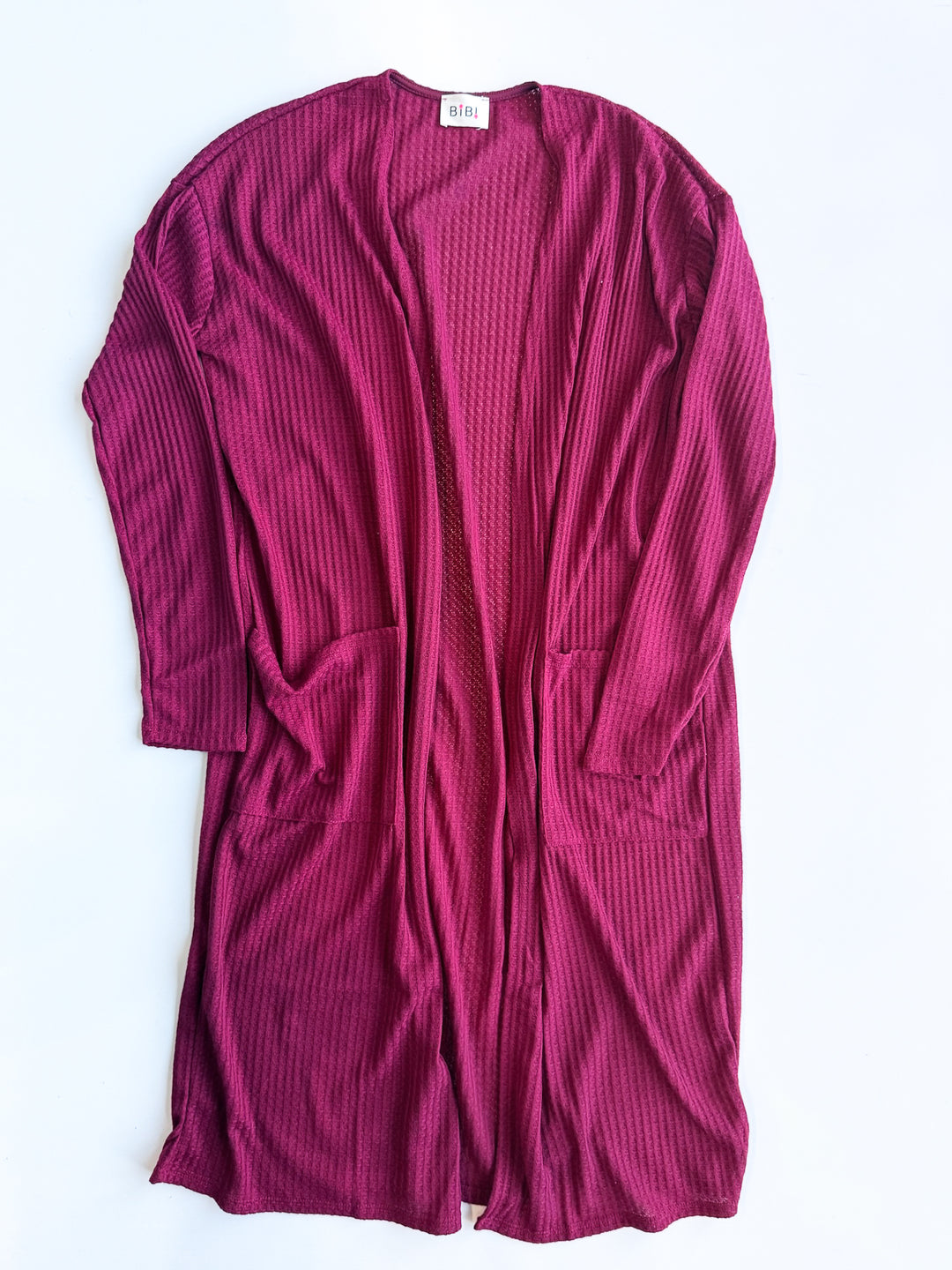 Waffle Knit Long Cardigan