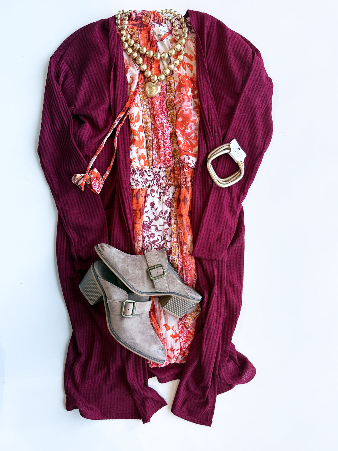 Waffle Knit Long Cardigan