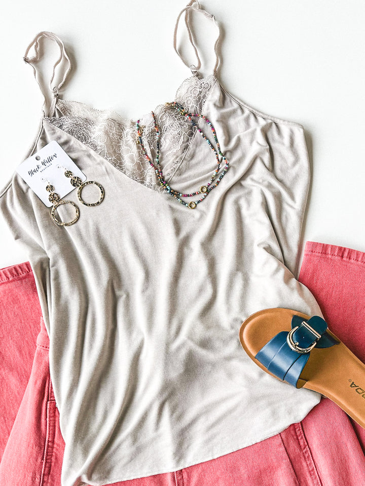 Easy Day Lace Trim Mineral Wash Tank