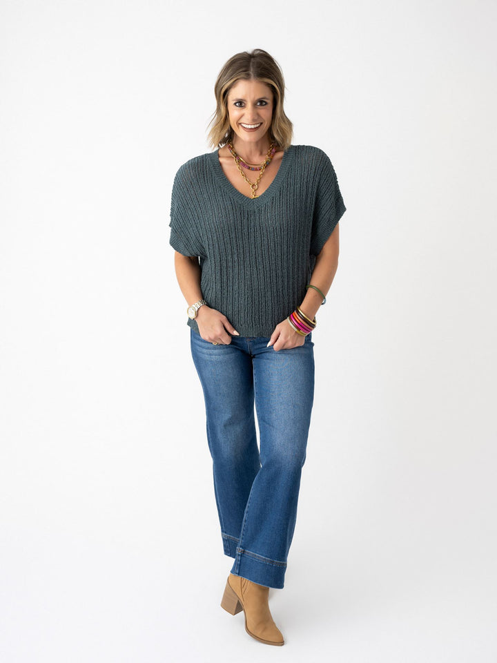 Timeless Textured V Neck Sweater