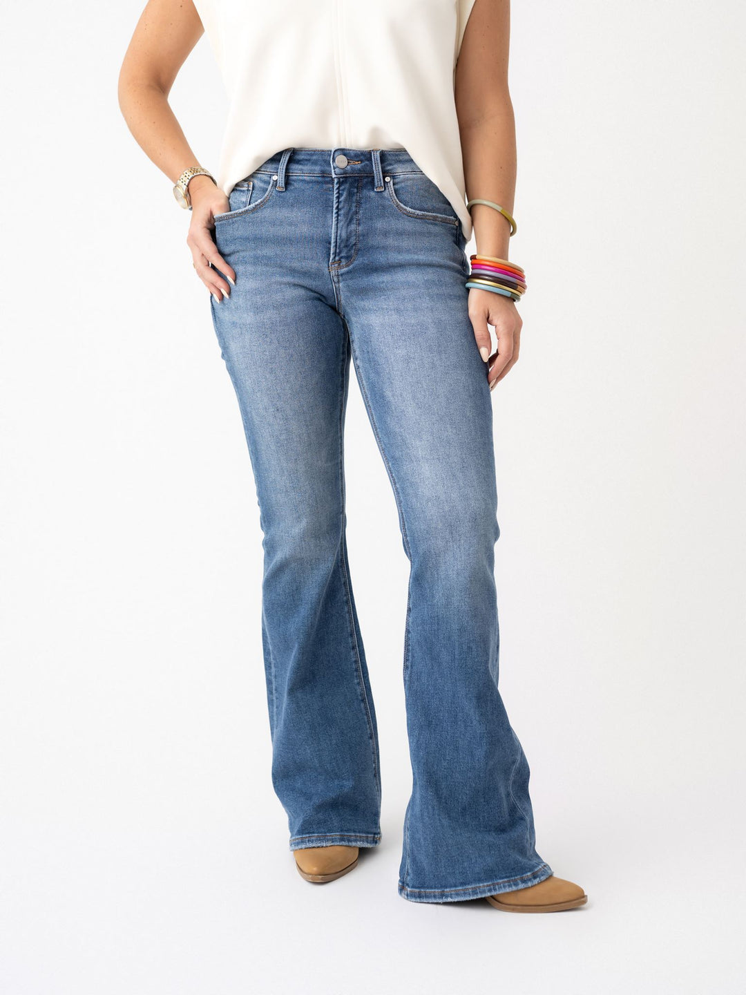 Risen TC Mid Rise Flare Jeans - Stretchy