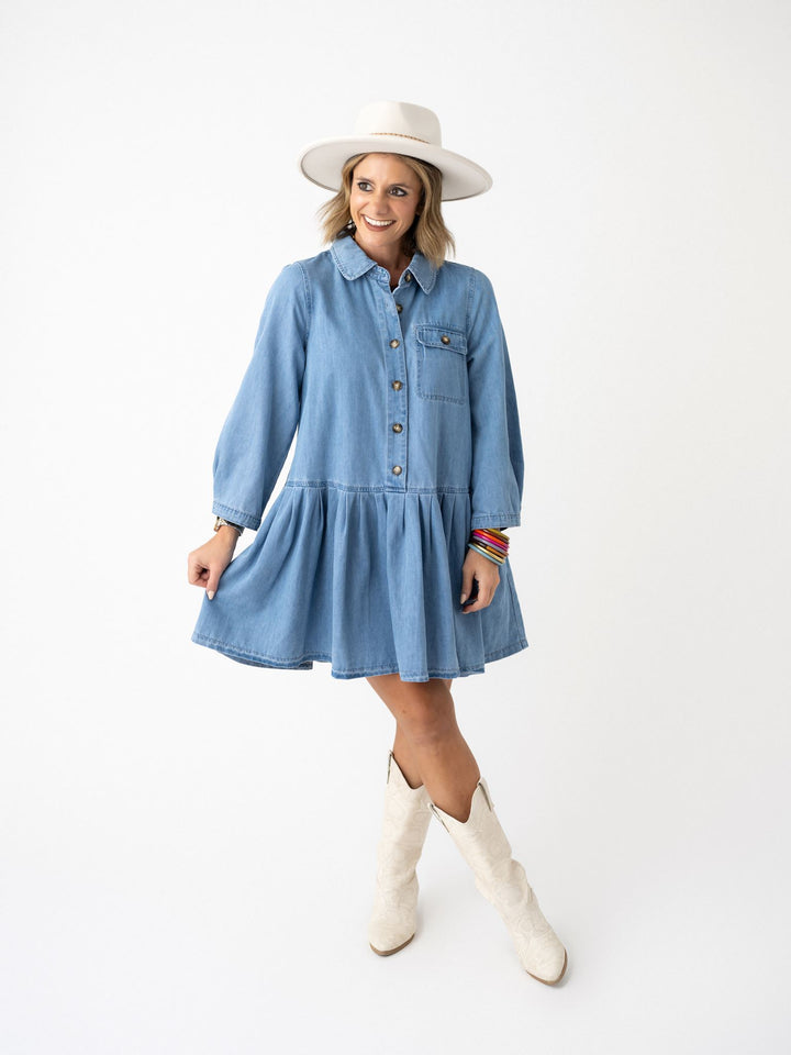 Denim Draped Dress