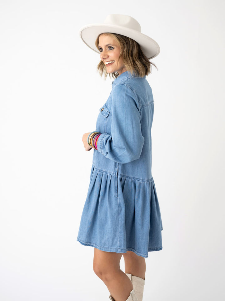 Denim Draped Dress