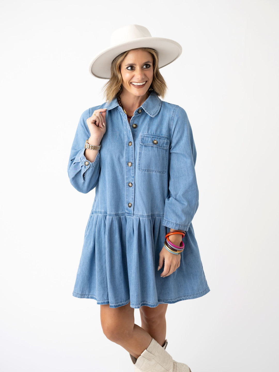 Denim Draped Dress
