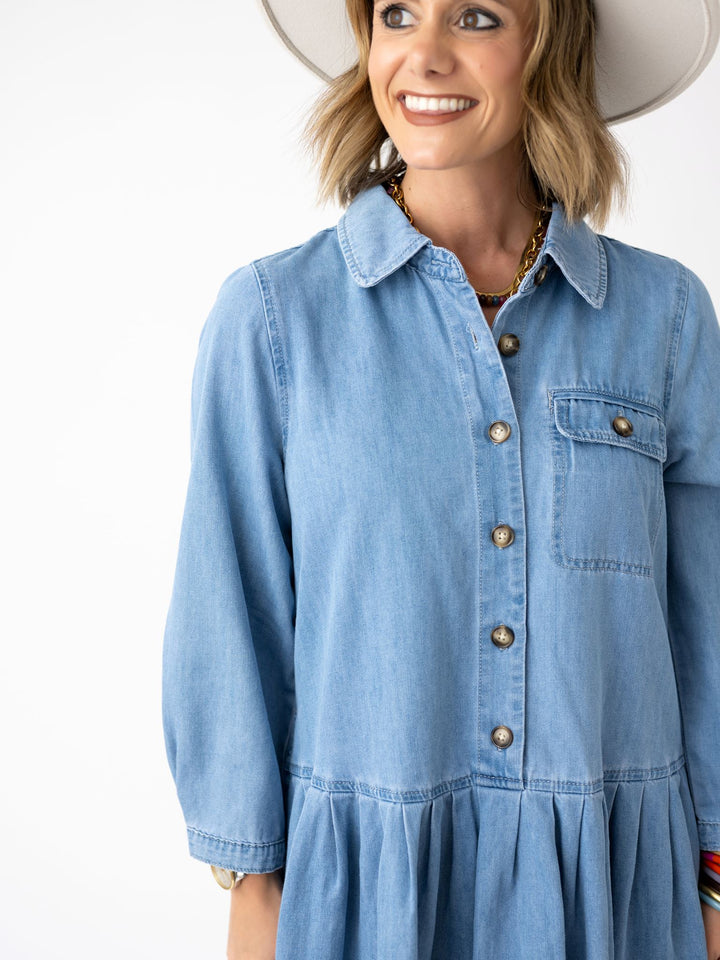 Denim Draped Dress