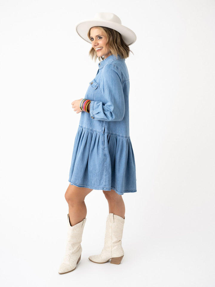 Denim Draped Dress