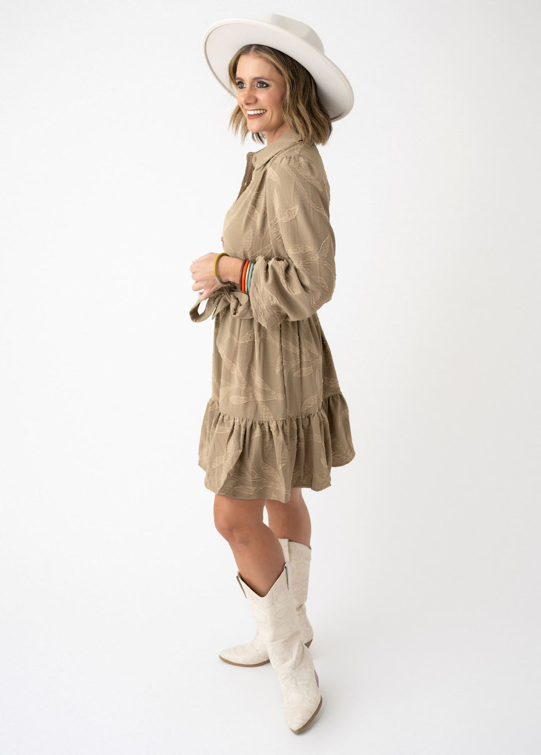 Rosy Charm Tie Waist Dress