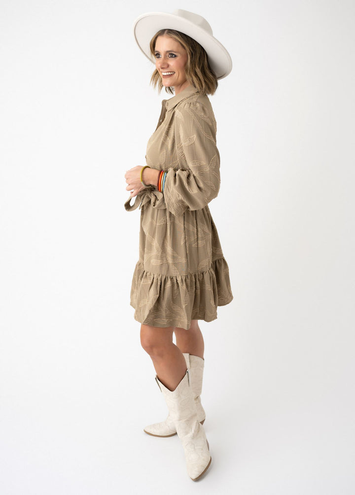 Rosy Charm Tie Waist Dress