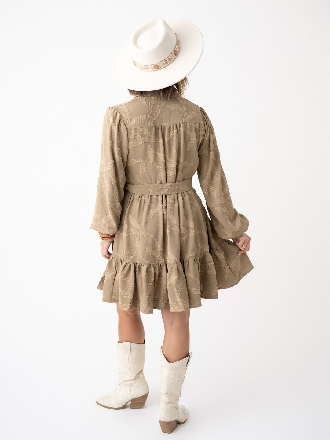 Rosy Charm Tie Waist Dress