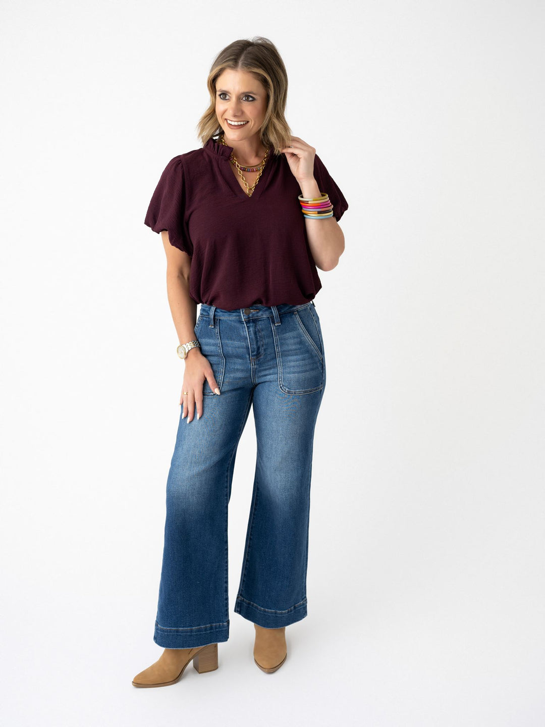Whisper Ruffle V Neck