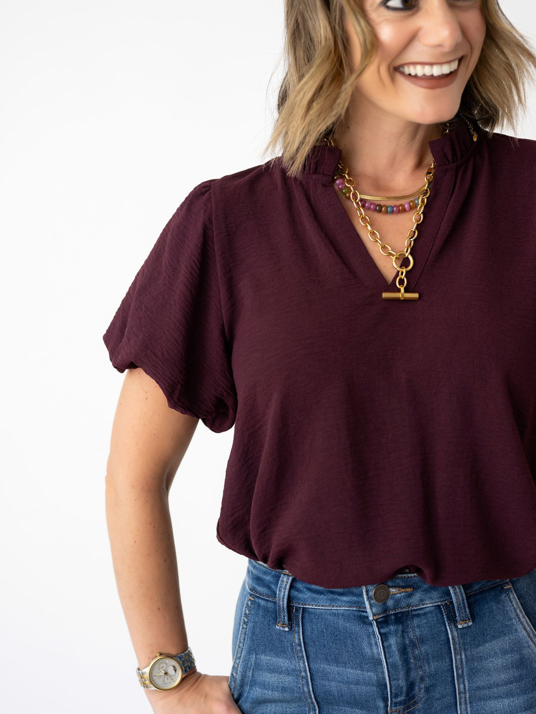 Whisper Ruffle V Neck