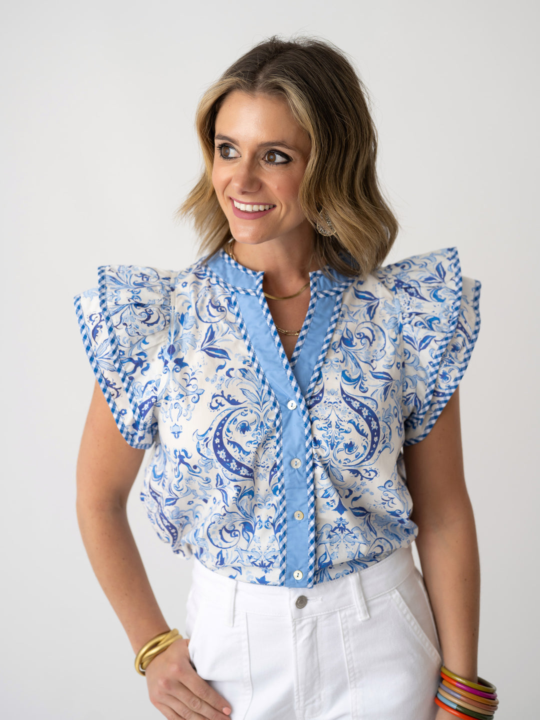 Blooms & Buttons Top