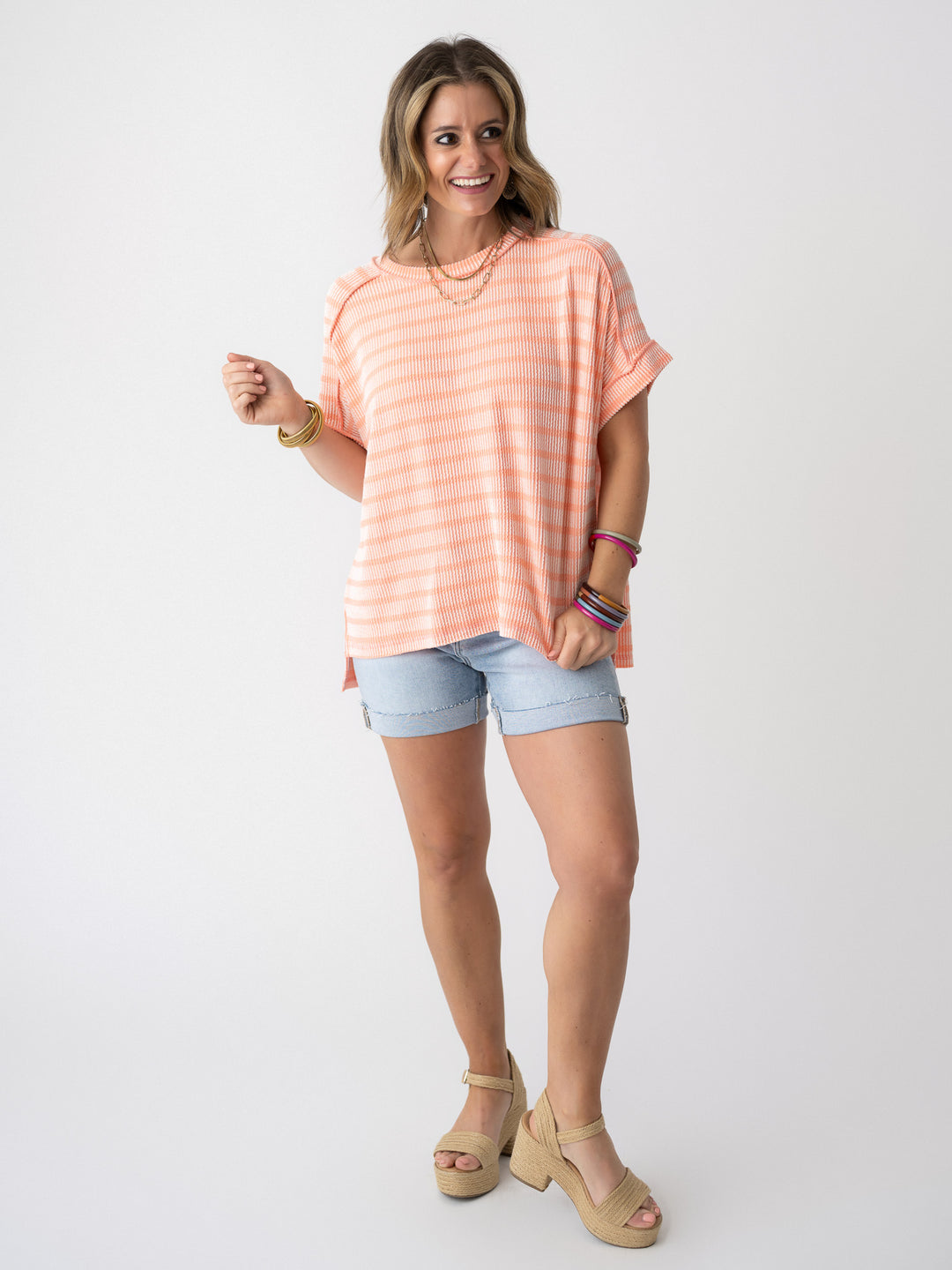 Daily Delight Striped Ribbed Tee