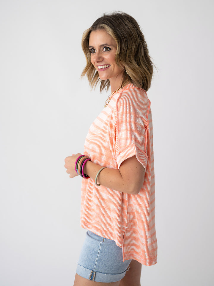 Daily Delight Striped Ribbed Tee