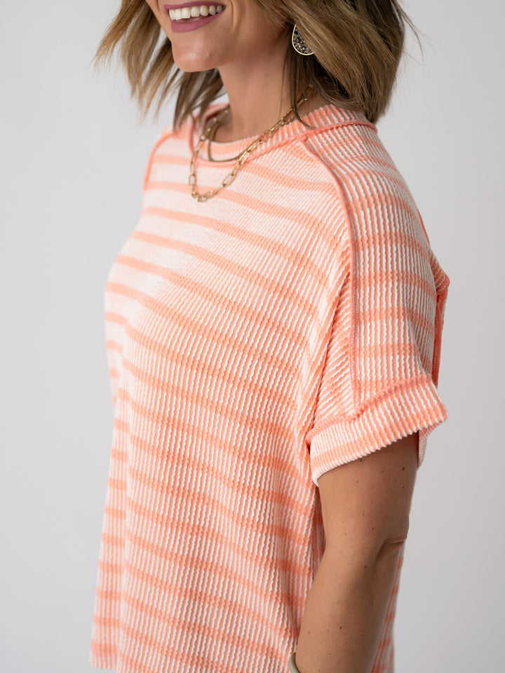 Daily Delight Striped Ribbed Tee